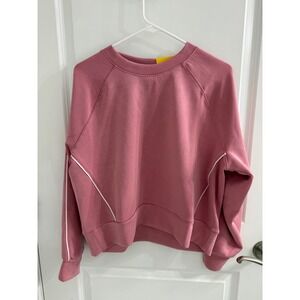 Member's Mark Womens Sandwash Crewneck Pullover Pink Piping Sweatshirt Medium